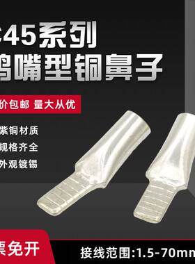 C45鸭嘴铜鼻子4/10/16/25/35/70平方空开接线端子紫铜插针C45线耳