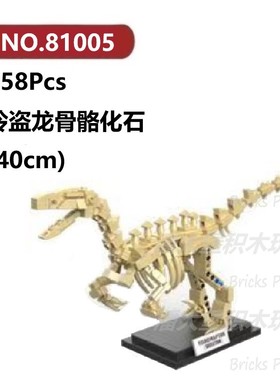 伶盗龙化石358颗粒恐龙骨骼化石怪兽巨兽DECOOL积木玩具拼装模型