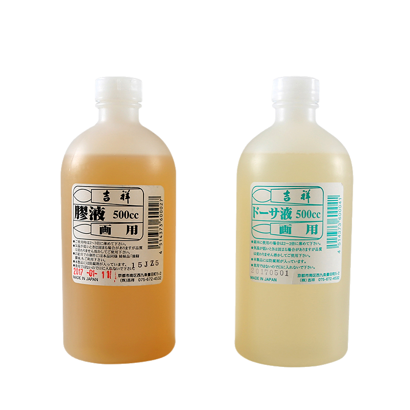日本樱花吉祥胶液胶矾水100ML500ml中国画颜料媒介剂国画调料胶液/胶矾液500ml中国画矿物颜料重彩岩彩多萨液