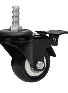 M8M10丝杆1.5寸家具万向轮带刹车办公椅静音O2寸3寸金钻轮黑色脚