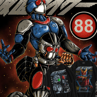 极誉日系复古假面骑士昭Kamen T恤 Rider改造人间和平成骑士W短袖