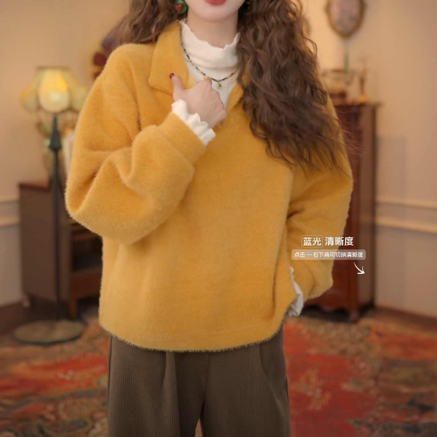 秋冬港风复古内搭上衣卫衣女款加厚冬休闲宽松设计感假两件上衣