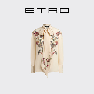 新品 女士印花真丝飘带高领长袖 首降 25秋冬新款 衬衫 ETRO艾绰