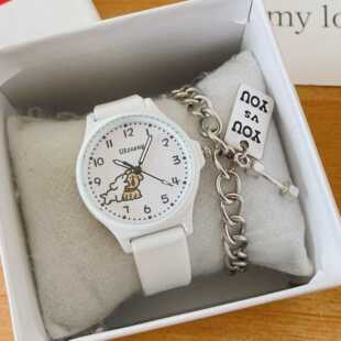 手表女款初中小学生可爱卡通小狗只看时间儿童女孩高颜值防水石英