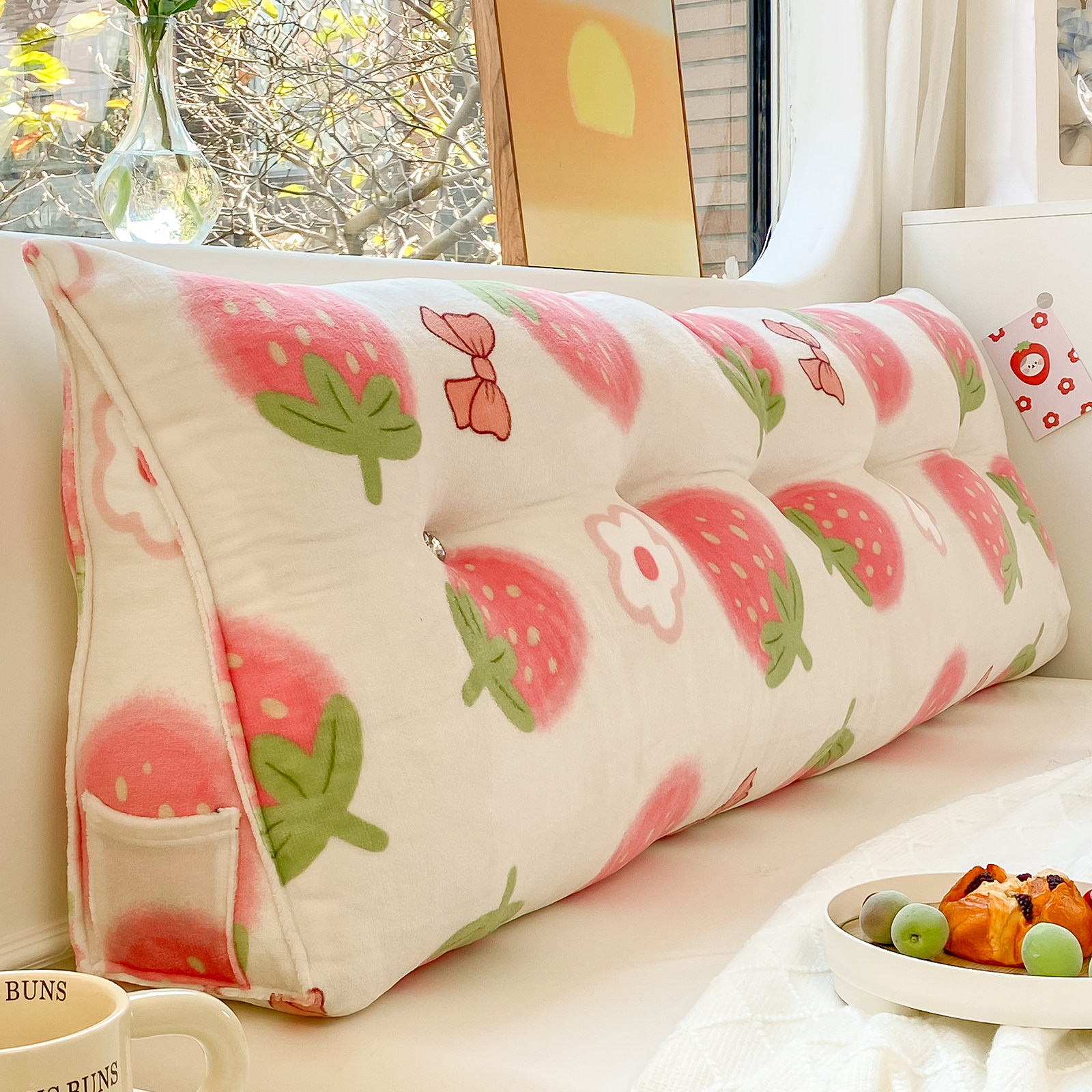 暖暖的宿舍床头靠垫软包三角榻榻米护腰大靠背防撞床上靠枕可拆洗