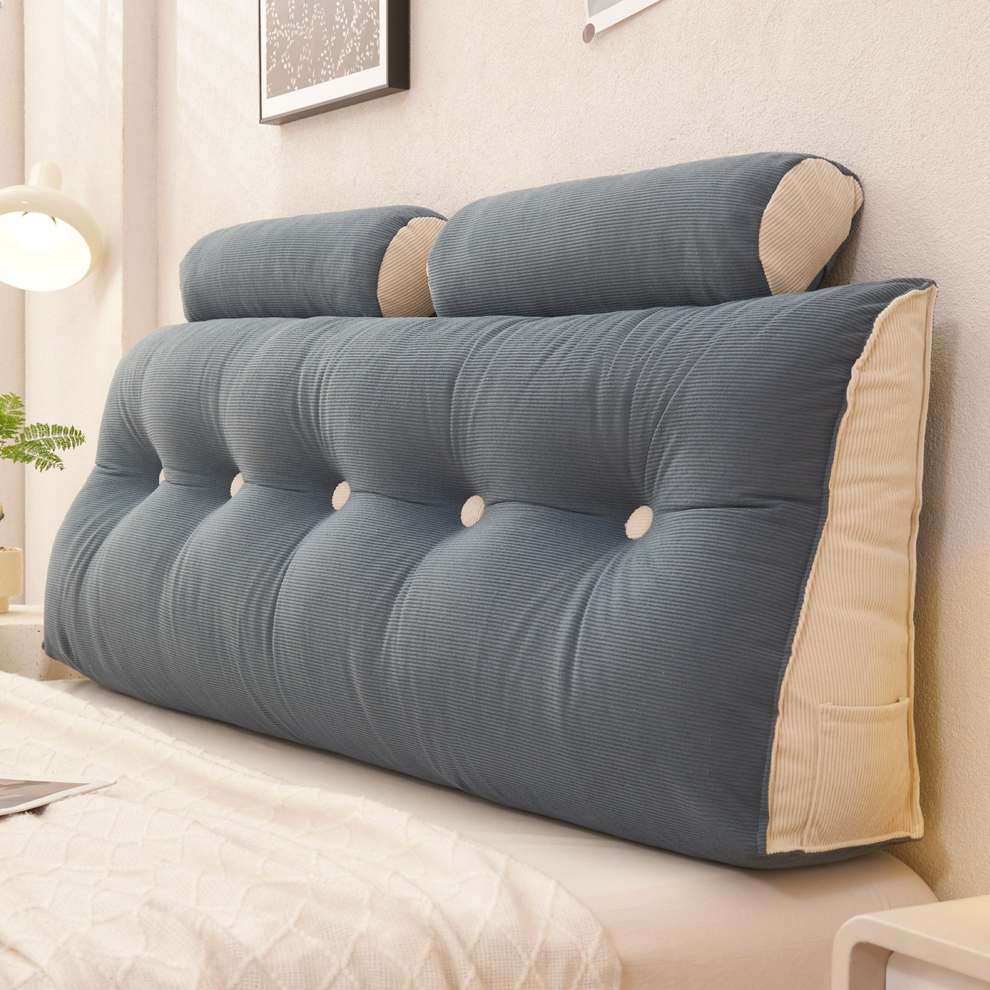 轻奢风靠枕床头大靠背三角床上靠垫护颈榻榻米软包加厚沙发软垫,居家布艺,床头靠垫,淘宝优惠券,粉丝福利购,淘宝优惠卷