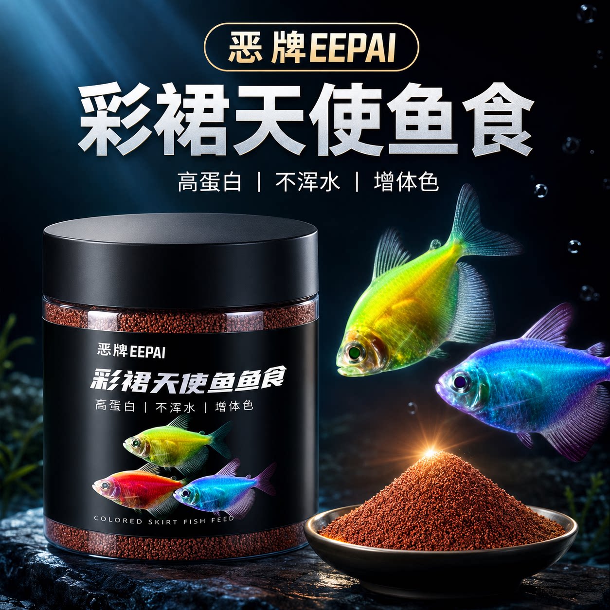 天使鱼专用饲料高蛋白鱼食通用鱼粮漂浮缓沉上浮小型鱼饲料小颗粒