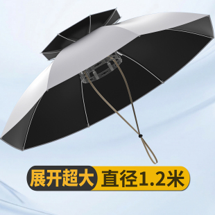 特大号头戴式雨伞钓鱼防紫外线伞钓鱼专用斗笠伞帽头伞折叠超轻