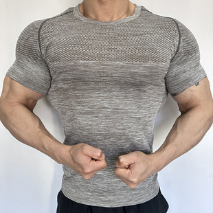 GYM鲨鱼幻影4同款 速干高弹力无缝抗菌防臭T恤肌肉 男健身紧身短袖