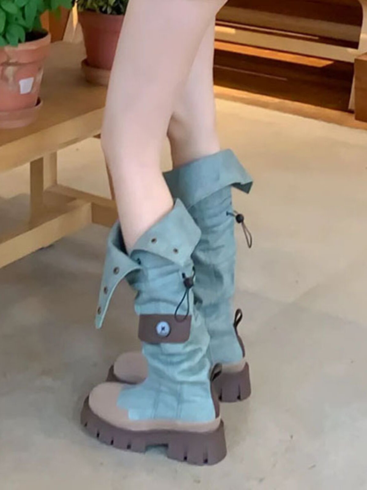 AMORELAN THICKSOLE OUTDOOR CARGO BOOTS WOMENS SUMMER 2024 NEW SPICE GIRL STYLE LONG TUBE HIKING BOOTS WESTERN COWBOY BOOTS