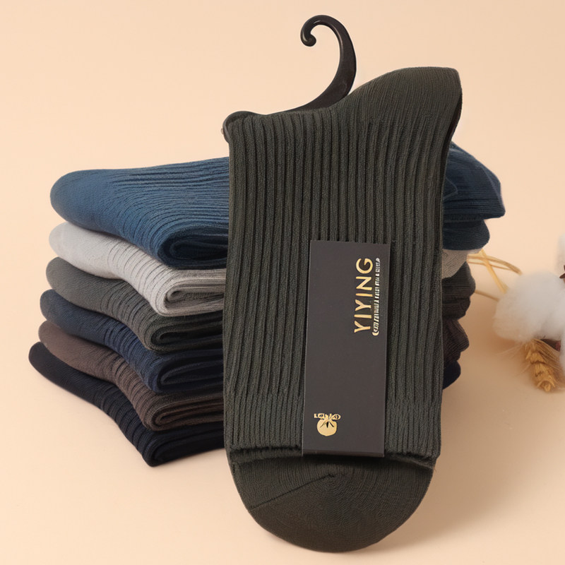 纯棉袜子男秋冬季加厚中筒袜防臭吸汗全棉黑色新疆棉男士长筒