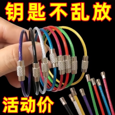 彩色不锈钢钢丝绳防丢钥匙扣