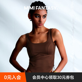 FANTASY辣妹工裝 MIMI 風(fēng)抽繩顯瘦吊帶背心女文胸一體單穿性感上衣
