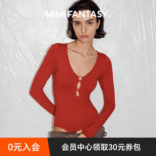 辣妹束腰收腹長(zhǎng)袖 MIMI FANTASY深V舒適修身 輕塑身連體衣 美體衣女