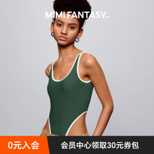 MIMI FANTASY運動風(fēng)連體上衣透氣撞色復(fù)古可外穿大U背塑身衣胸衣