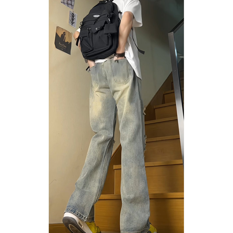 【五折专区】潮流破洞牛仔长裤