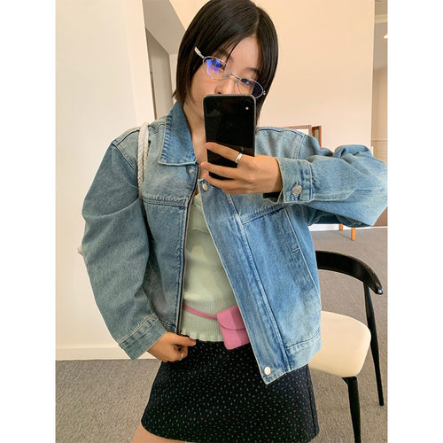 Allo Fu复古水洗短款牛仔外套女2026春季新款小个子宽松夹克377
