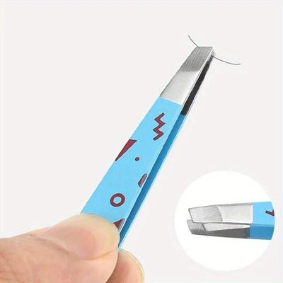 Stainless Steel Slanted Tip Eyebrow Tweezers-Cartoon Precisi