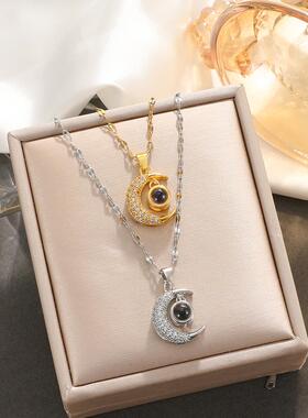 Personalized Moon Necklace Women