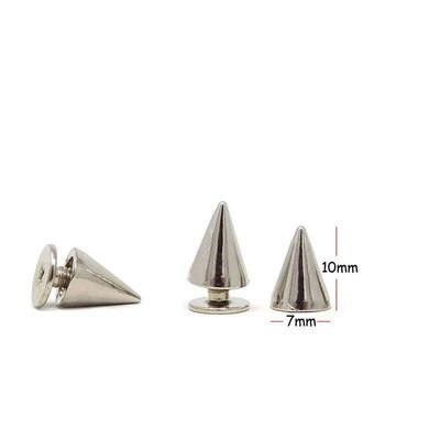 100 Pairs Silver Punk Style Bullet Cone Spikes Rivets with S