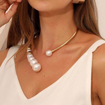 Exaggerated Pearl Necklace For Women Simple Versatile Golden
