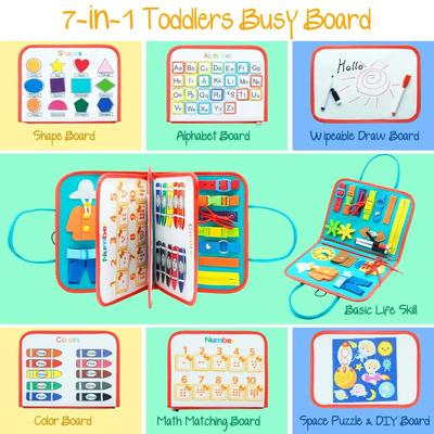 Toddler Montessori Busy Board for Ages 1-3 Busy Sensory Educ