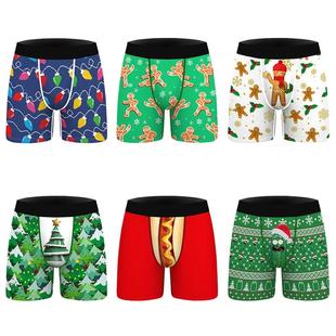 Printed Mens Christmas Boxers Cucumber Pouch Panties Rick