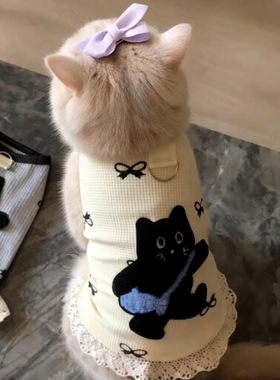 猫咪夏天衣服防掉毛可牵引可爱ins2025新款金渐层布偶猫蓝猫背心