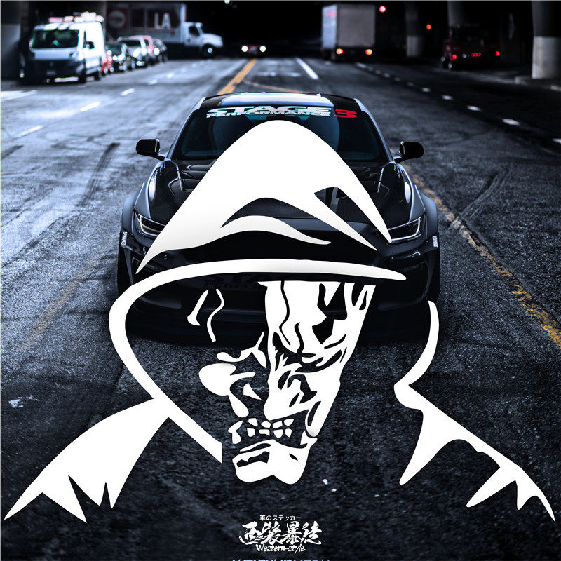 日本恶魔骷髅头汽车 贴纸jdm创意个性装饰拉花改装后挡风玻璃车贴