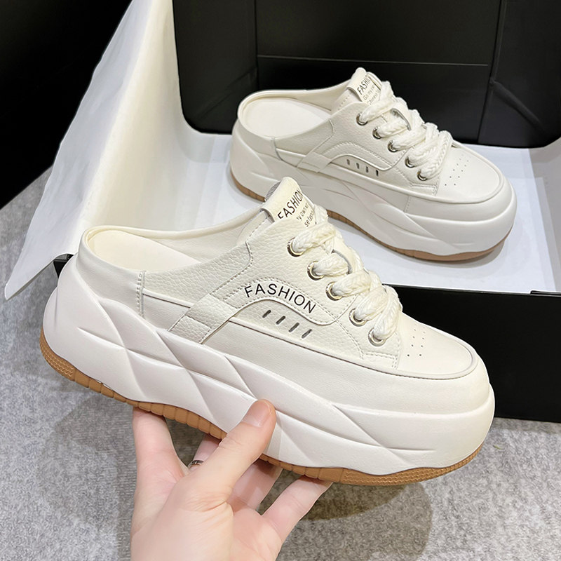 真皮厚底凉拖一脚蹬休闲小白鞋图片