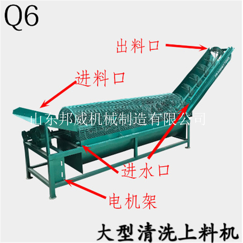 鲜薯清洗提升机设备 自动上料红薯洗薯u机 土豆鼠笼式清洗机