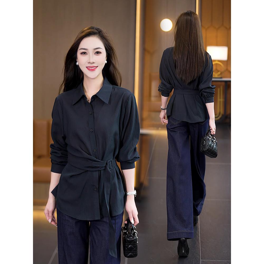 JOYIASS不规则小众设计感气质显瘦减龄白色长袖衬衫女2025春季新