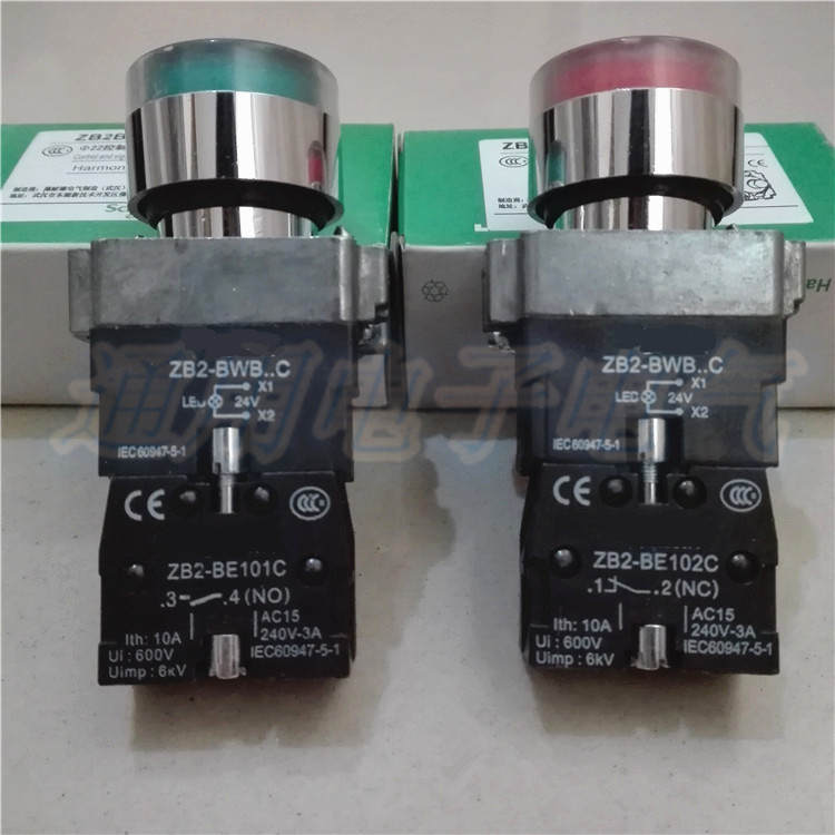 带灯按钮开关 ZB2-BWB..C ZB2-BE101C 自复位 ZB2-BE102C开孔22mm