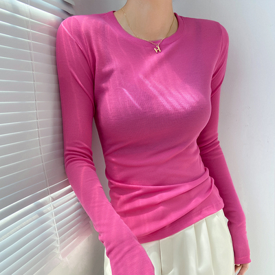 圆领高端精致长袖打底衫女