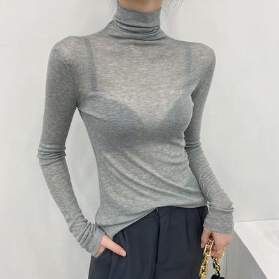 灰色高领打底衫女秋冬内搭可外穿