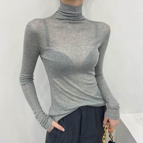 灰色高领打底衫女秋冬内搭可外穿