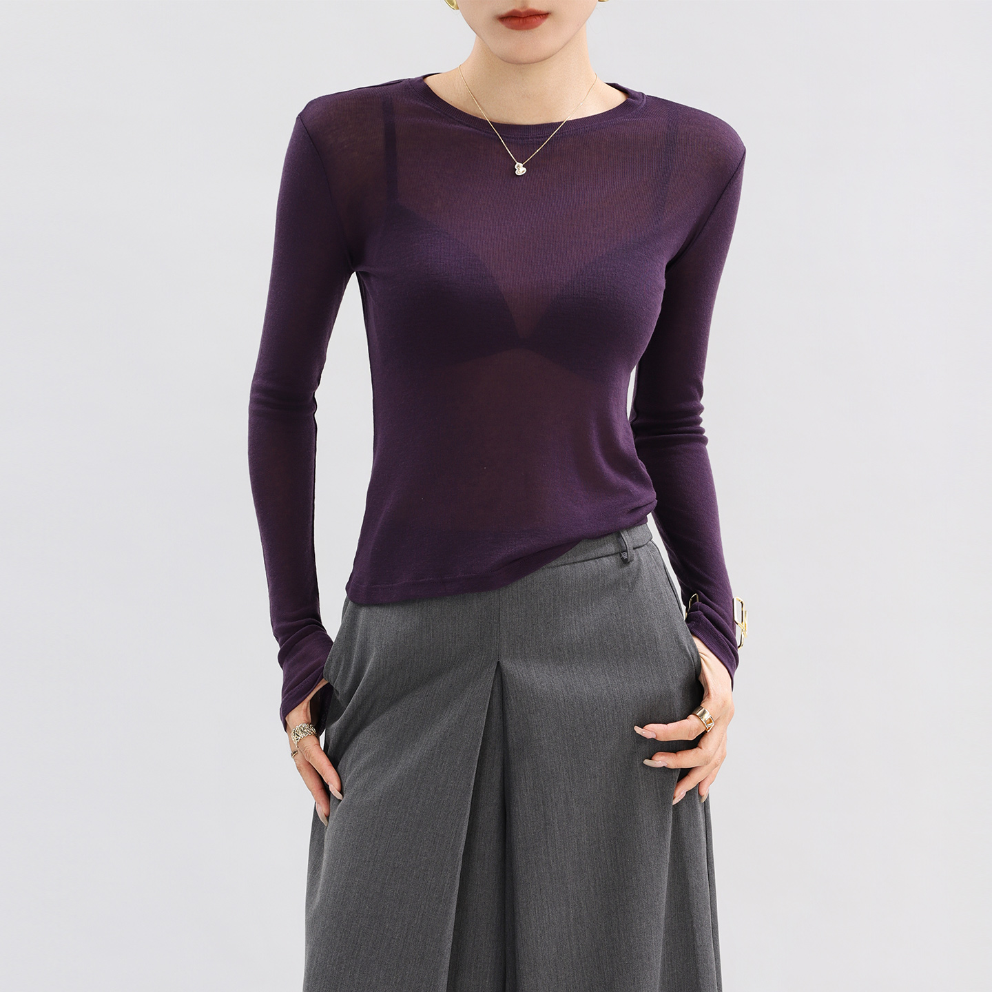 紫色打底衫内搭女2025新款超好看