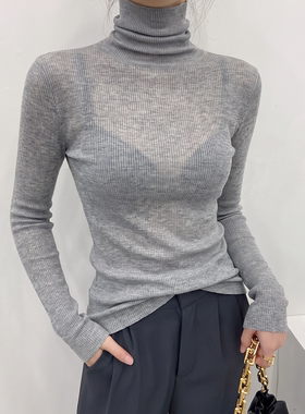 灰色高领针织打底衫女款2026新款