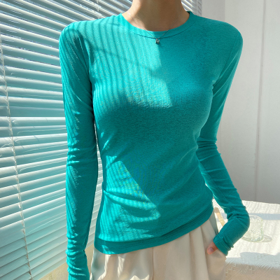 蓝色修身内搭秋冬可外穿打底衫