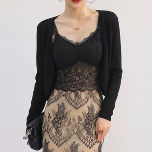 黑色针织开衫 防晒遮肉上衣 外套女高级感2026超火披肩高端绝美薄款