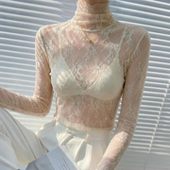 杏色内搭绝美打底衫 上衣高级感 蕾丝女高端欧货超好看花边叠穿修身