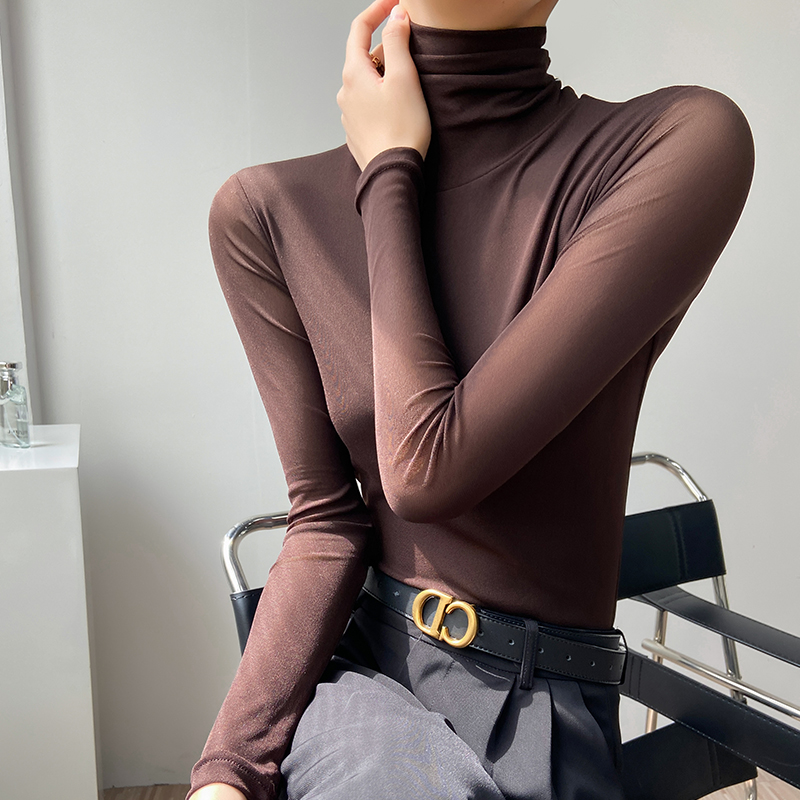 高领打底衫女冬高级感长袖薄款