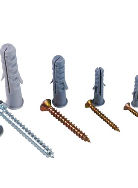 192pc灰色膨胀锚栓胀塞自攻螺丝钉塑料膨胀管M5M6M8M10mm盒装套装