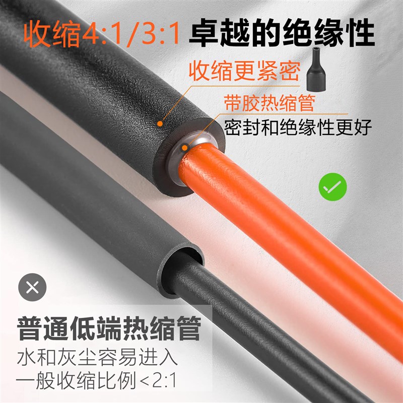 1.22米/条UL美标黑色双壁带胶热缩K套管加厚热缩管4倍收缩