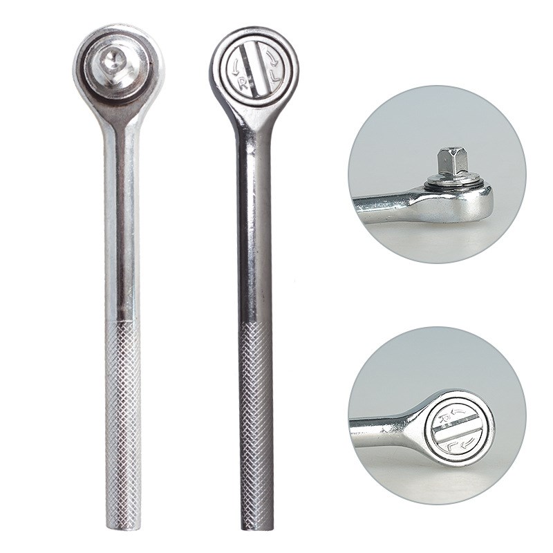 3pcs银色套筒7-19MM 3A/8接杆扳手套装组合棘轮套筒扳手