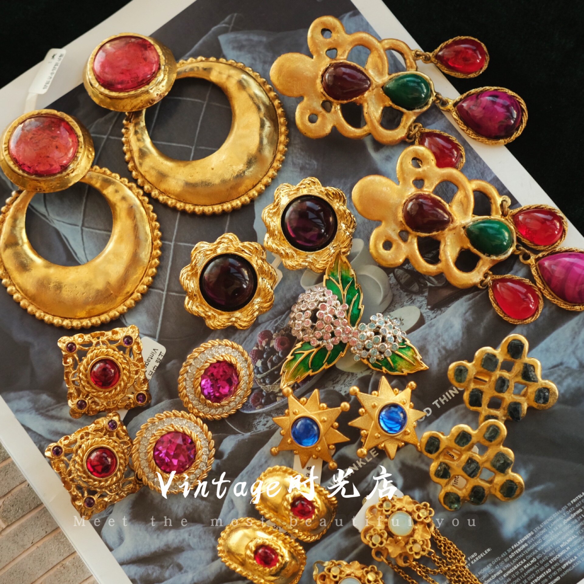 vintage设计师耳夹流苏耳环中古