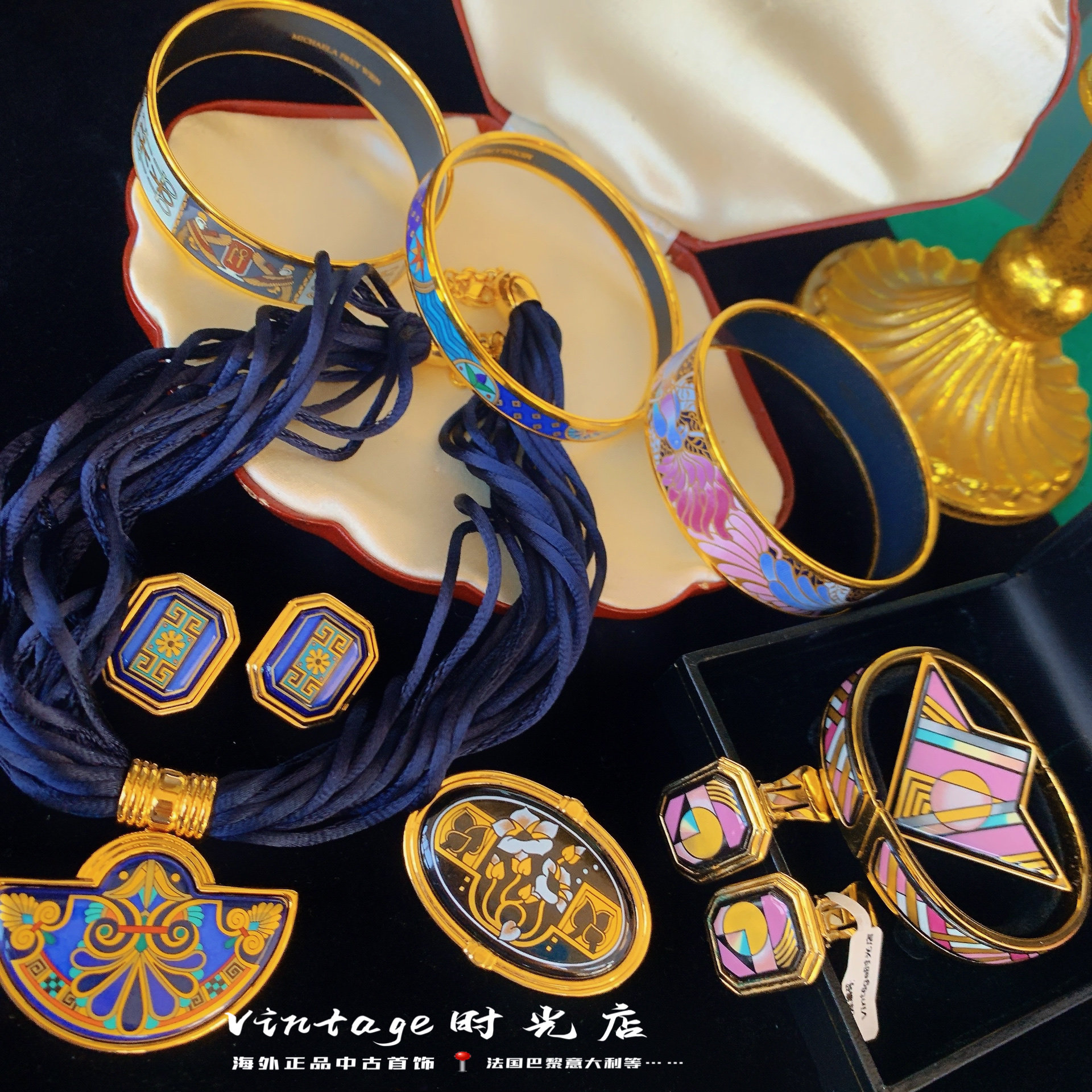 Vintage中古MichaelaFreyWien耳夹手镯女饰品首饰项链珍珠