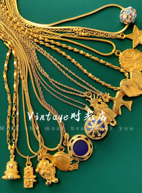 金项链项圈古董首饰#BBF琉璃古董