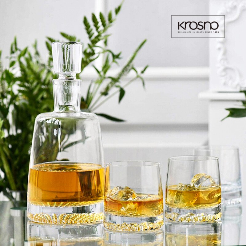 KROSNO波兰进口纯手工家用玻璃威士忌高级3件套洋酒樽洋酒杯送礼