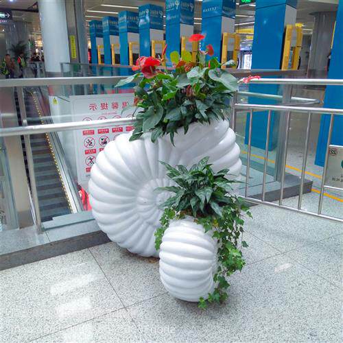 玻璃钢创意花盆海螺造型组合花钵户外园林种植池酒店落地组合花盆
